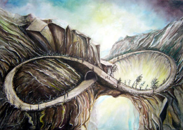 Malerei mit dem Titel "Brücke 2" von Mariusz Drzewiecki, Original-Kunstwerk, Acryl