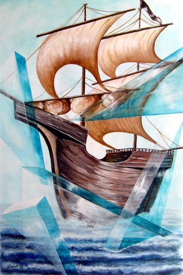Malerei mit dem Titel "Sailor" von Mariusz Drzewiecki, Original-Kunstwerk, Acryl