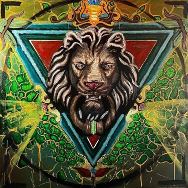Painting titled "Light Lion" by Malarz .Akrobata, Original Artwork, Acrylic