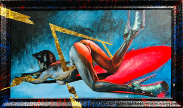Malarstwo zatytułowany „kinky frame” autorstwa Malarz .Akrobata, Oryginalna praca, Akryl