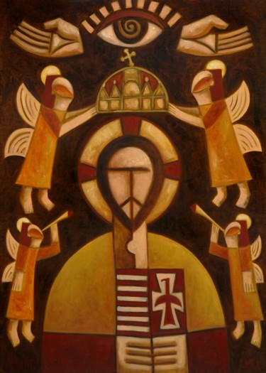 Schilderij getiteld "Christ" door Zsolt Malasits, Origineel Kunstwerk, Olie