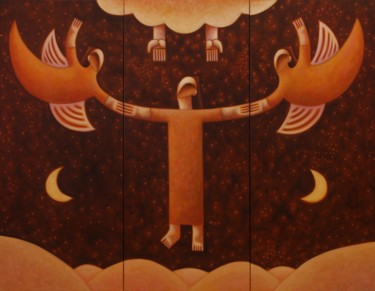 Картина под названием "Return to home" - Zsolt Malasits, Подлинное произведение искусства, Масло Установлен на Деревянная ра…