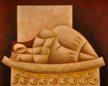 Картина под названием "Dreamer" - Zsolt Malasits, Подлинное произведение искусства, Масло Установлен на Деревянная рама для…