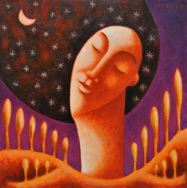 Painting titled "Dream" by Zsolt Malasits, Original Artwork, Oil Mounted on Wood Stretcher frame