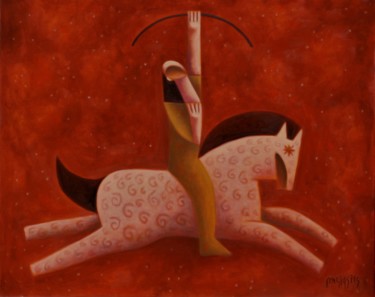 Pintura titulada "Hunter of thunderbo…" por Zsolt Malasits, Obra de arte original, Oleo Montado en Bastidor de camilla de ma…