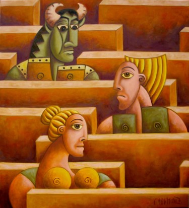 Painting titled "Labyrinth of life" by Zsolt Malasits, Original Artwork, Oil