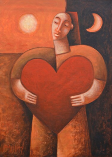 Malerei mit dem Titel "King of hearts" von Zsolt Malasits, Original-Kunstwerk, Öl