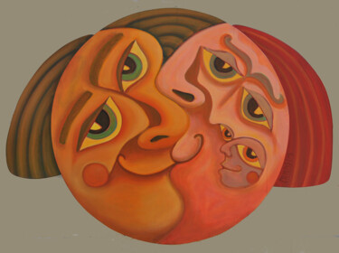 Peinture intitulée "Happy family" par Zsolt Malasits, Œuvre d'art originale, Huile
