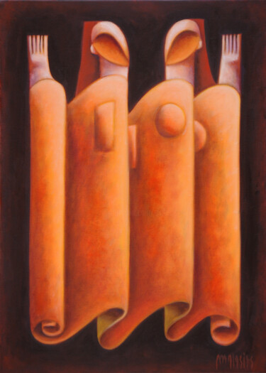 Pintura intitulada "Messengers of light…" por Zsolt Malasits, Obras de arte originais, Óleo Montado em Armação em madeira