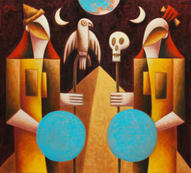 Malerei mit dem Titel "Defenders of humani…" von Zsolt Malasits, Original-Kunstwerk, Öl
