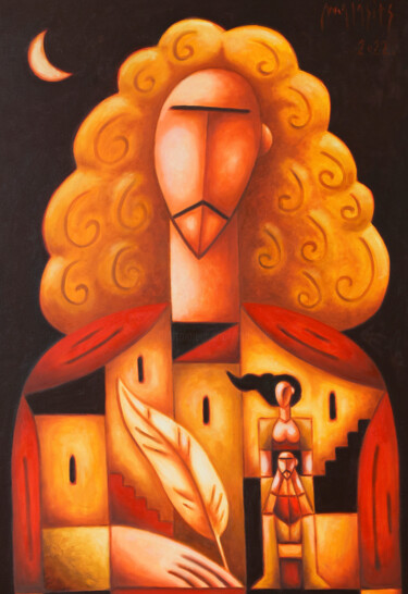 Painting titled "Moliere - Imaginary…" by Zsolt Malasits, Original Artwork, Oil