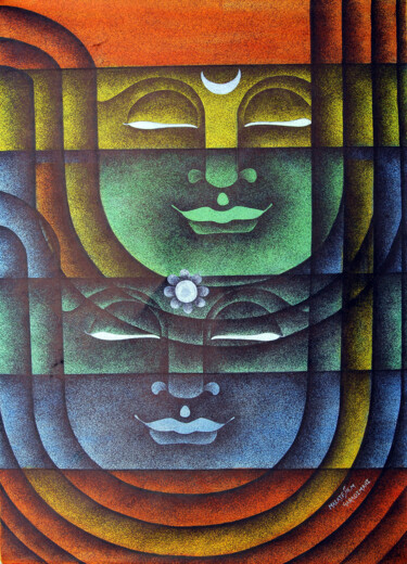 Painting titled "buddha-05" by Malatesh Garadimani, Original Artwork, Acrylic