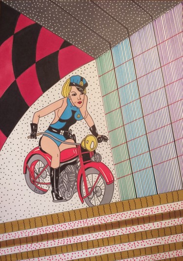 Sexy Police Drawing titled "Sexy Police" by Philippe Lefever, Original Art, Marker
