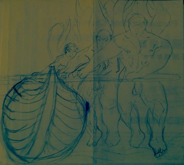 Tekening getiteld "Drawing-argos-crew-…" door Male Beauty Forum Lifestyle, Origineel Kunstwerk, Balpen