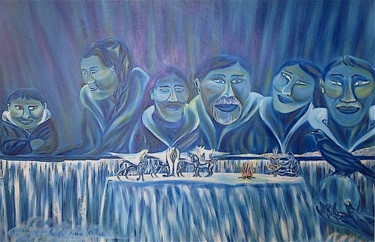 Painting titled "inuit circle of life" by Male Beauty Forum Lifestyle, Original Artwork, Oil