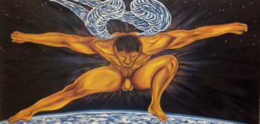 Painting titled "Atlas Shrugged" by Male Beauty Forum Lifestyle, Original Artwork, Oil