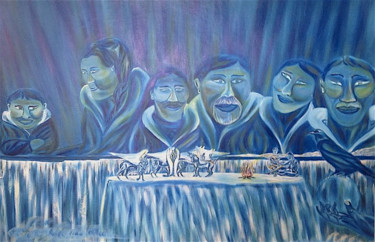 Painting titled "Inuit Family Circle…" by Male Beauty Forum Lifestyle, Original Artwork, Oil