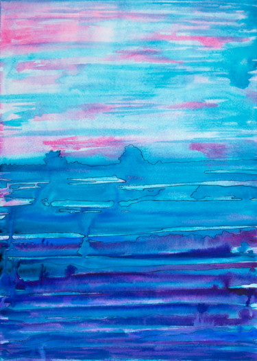 Contours. Concept. Watercolor. Landscape. Peinture intitulée "Contours. Concept.…" par Natalia Maleleva, Œuvre d'art originale, Aquarelle