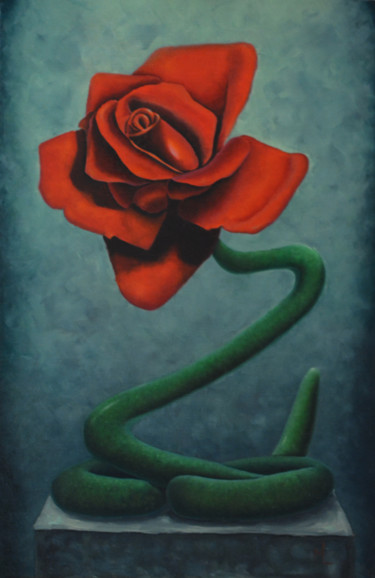 Картина под названием "FlowerSnake" - Malen L, Подлинное произведение искусства, Масло