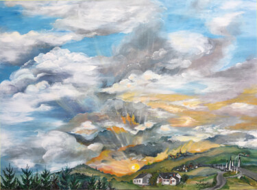 Картина под названием ""Comme un soleil "" - Malgor Sadlon, Подлинное произведение искусства, Масло Установлен на Деревянная…
