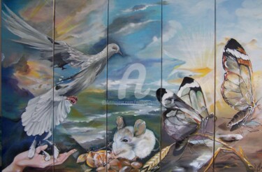 Картина под названием "28-6 & 29-6 & 30-6…" - Malgor Sadlon, Подлинное произведение искусства, Масло Установлен на Деревянна…