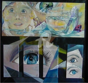 Картина под названием "UN SEUL REGARD" - Malgor Sadlon, Подлинное произведение искусства, Темпера