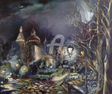 Peinture intitulée "Montmartre" par Malgor Sadlon, Œuvre d'art originale, Huile Monté sur Châssis en bois