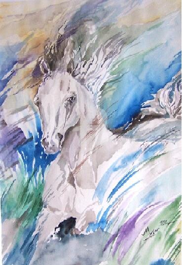 Painting titled "NOUVEL ESSOR" by Malgor Sadlon, Original Artwork, Watercolor