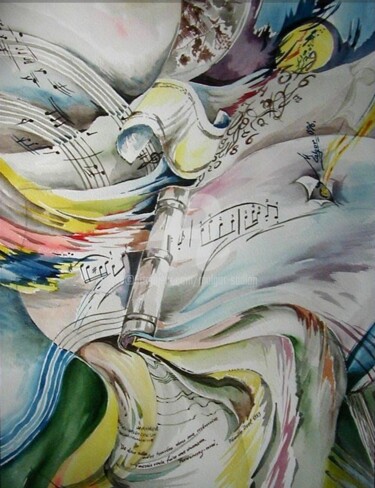 Pintura intitulada "Inspiration" por Malgor Sadlon, Obras de arte originais, Aquarela