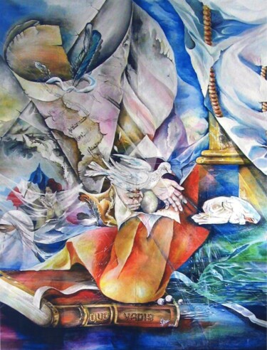 Painting titled "QUO VADIS" by Malgor Sadlon, Original Artwork, Oil