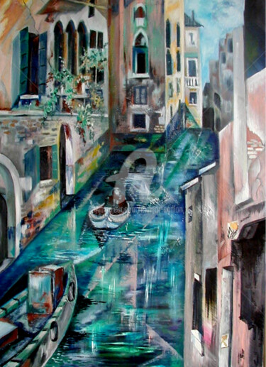 Peinture intitulée "Un matin à Venise" par Malgor Sadlon, Œuvre d'art originale, Huile