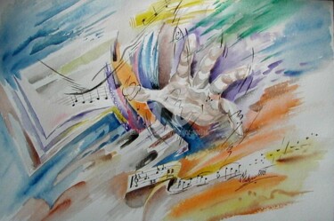 Painting titled "Concert harmonique" by Malgor Sadlon, Original Artwork, Watercolor
