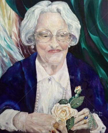 Peinture intitulée "Les roses de Jeanne" par Malgor Sadlon, Œuvre d'art originale, Huile