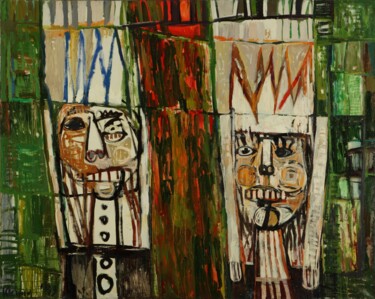 Peinture intitulée "Two kings" par Malgorzata Kleyna-Sobczak, Œuvre d'art originale, Huile