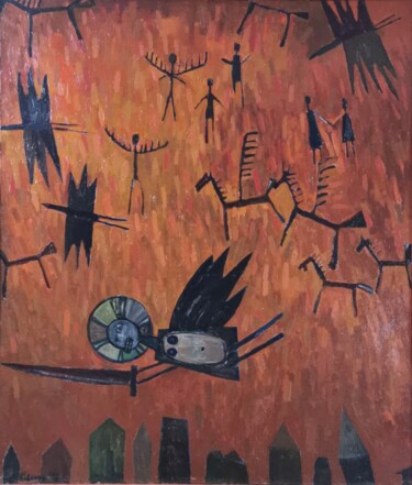 Pintura intitulada "Death Angel over th…" por Malgorzata Kleyna-Sobczak, Obras de arte originais, Óleo