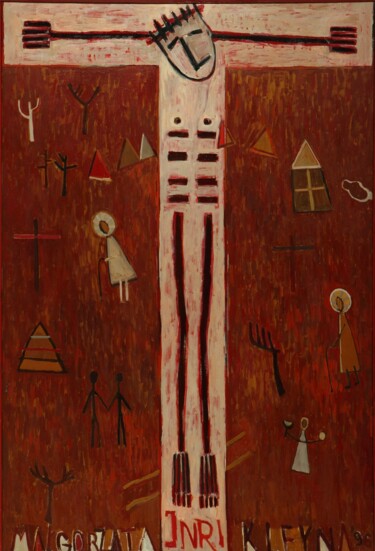 Painting titled "Crucifixion" by Malgorzata Kleyna-Sobczak, Original Artwork, Oil