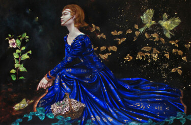Painting titled "Belladonna" by Malgorzata Niegel, Original Artwork, Oil Mounted on Wood Panel