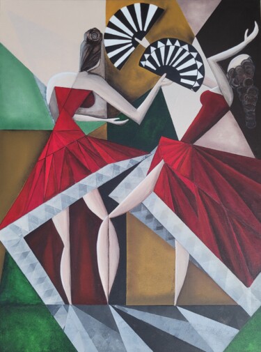 Schilderij getiteld "Flamenco" door Małgorzata Siepiela, Origineel Kunstwerk, Acryl