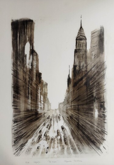 Obrazy i ryciny zatytułowany „Pęd miasta” autorstwa Małgorzata Śmietana, Oryginalna praca, Litografia