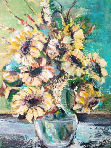 Malerei mit dem Titel "Sonnenblume" von Malgorzata Stolarek, Original-Kunstwerk