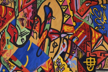 Painting titled "Jazz All Around" by Małgorzata Wartołowicz (Margot Sophie), Original Artwork, Acrylic