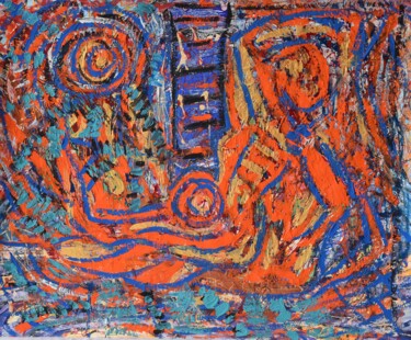 Malerei mit dem Titel "Orange Mermaid" von Małgorzata Wartołowicz (Margot Sophie), Original-Kunstwerk, Acryl