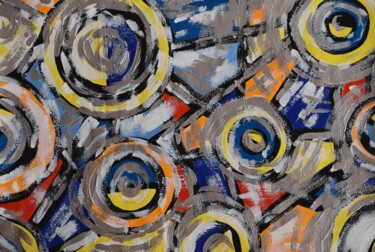 Malerei mit dem Titel "Silver Circles" von Małgorzata Wartołowicz (Margot Sophie), Original-Kunstwerk, Acryl