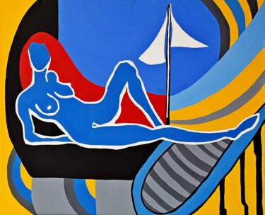 Painting titled "On the Beach" by Małgorzata Wartołowicz (Margot Sophie), Original Artwork, Acrylic