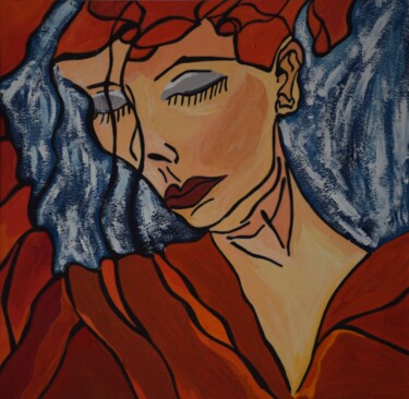 Peinture intitulée "Lady in Red" par Małgorzata Wartołowicz (Margot Sophie), Œuvre d'art originale, Acrylique
