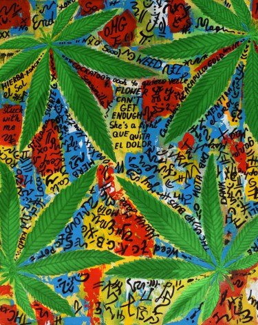 Картина под названием "Weed" - Małgorzata Wartołowicz (Margot Sophie), Подлинное произведение искусства, Акрил