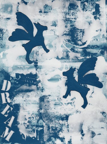 Painting titled "Flying Dogs /dark v…" by Małgorzata Wartołowicz (Margot Sophie), Original Artwork, Acrylic