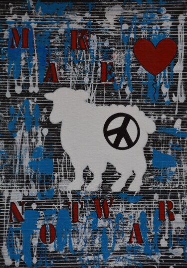 Painting titled "Molly,Hippie Sheep" by Małgorzata Wartołowicz (Margot Sophie), Original Artwork, Acrylic