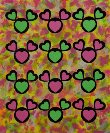 Malarstwo zatytułowany „Green and Pink” autorstwa Małgorzata Wartołowicz (Margot Sophie), Oryginalna praca, Akryl