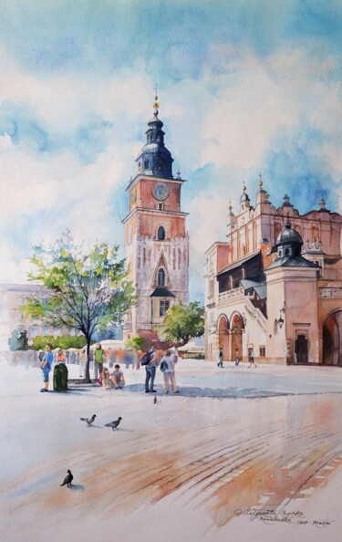 Schilderij getiteld ""SUMMER IN CRACOW"" door Małgorzata  Zagórska-Gierak, Origineel Kunstwerk, Aquarel